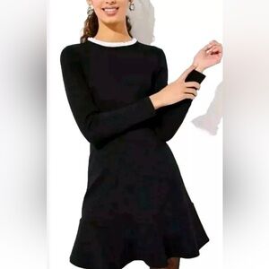 NWT LOFT black long sleeve dress with white ruffle collar size 8 🧁